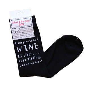 Foozys Graphic Quote Funny Black Socks Days Without Wine Themed Unisex One Size